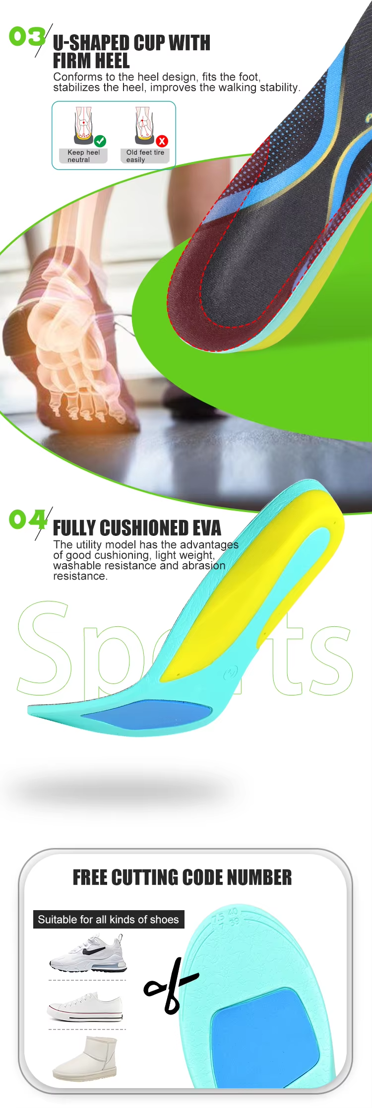 Neutral arch support for running - balanced EVA cushioning for natural gait